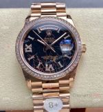 8+ Factory Rolex Gain weight 36 DayDate Super Clone 2834 Eisenkiesel with Baguettes